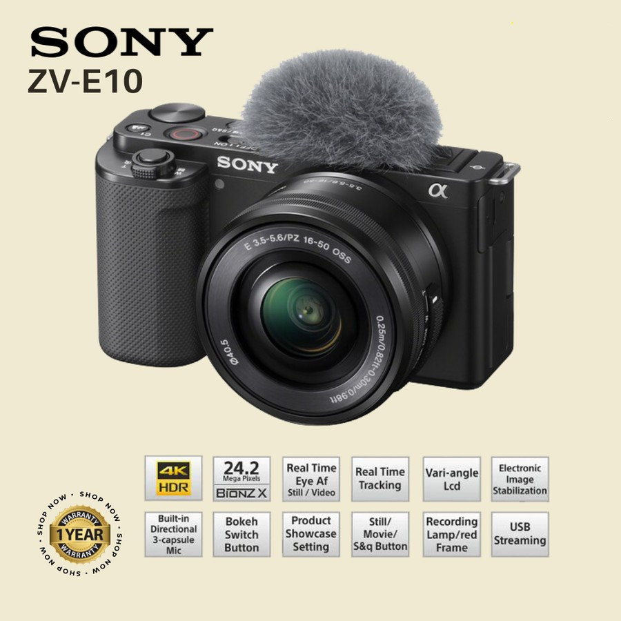 Kamera SONY Mirrorless ZV-E10 with 16-50mm Lens - detail